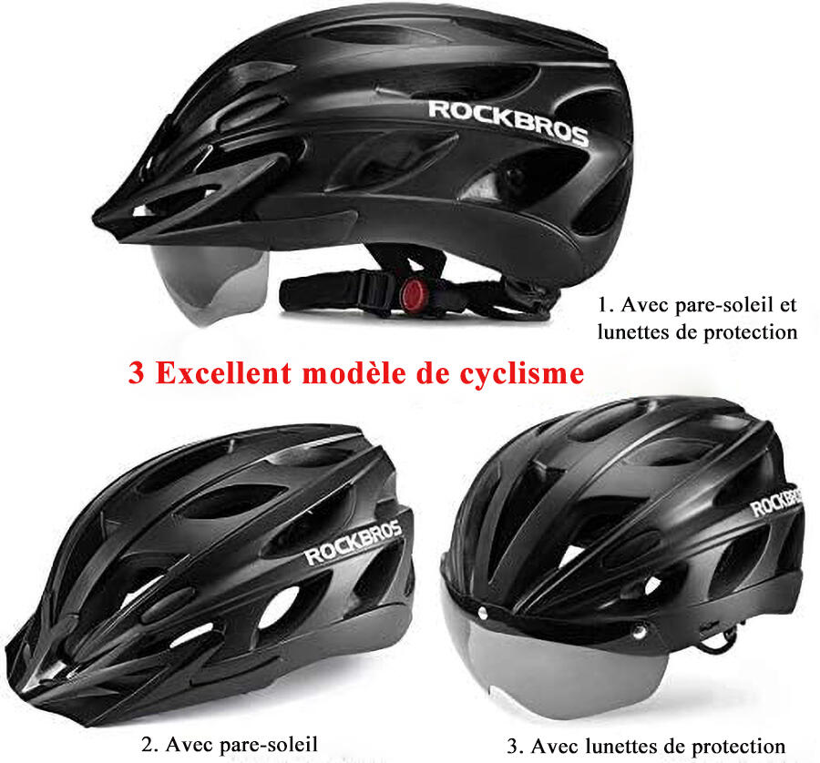 Casque vtt vélo visière et lunette amovible 3/6
