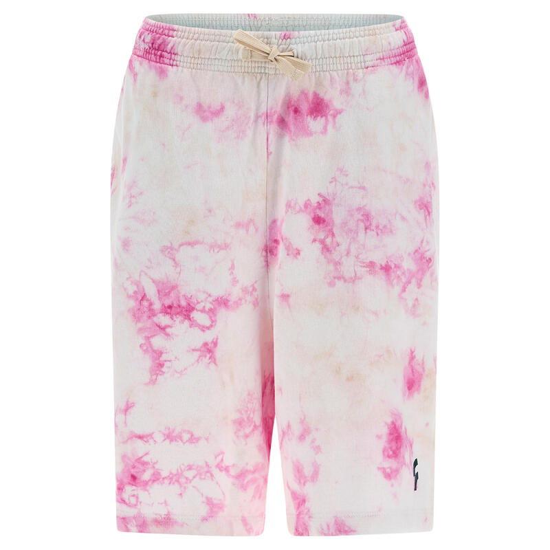 Pantaloncini in french terry con stampa tye-die all over