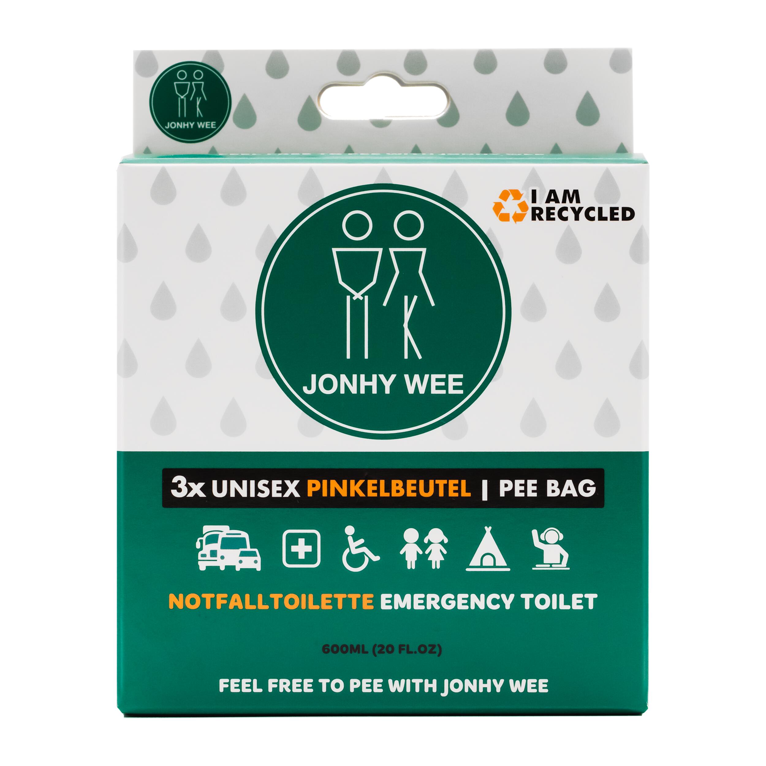 Jonhy Wee WC di emergenza, 3 sacchetti di pipì da 600 ml 2/5