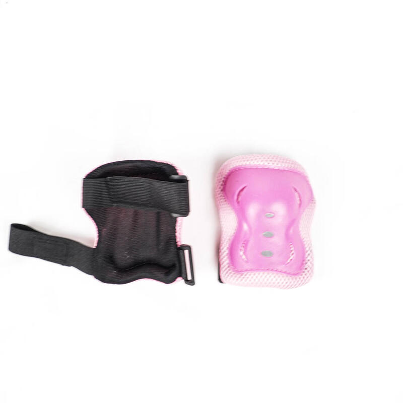 Gyermekvédő készlet, térdvédő, könyök- és csuklóvédő, M méret, rózsaszín