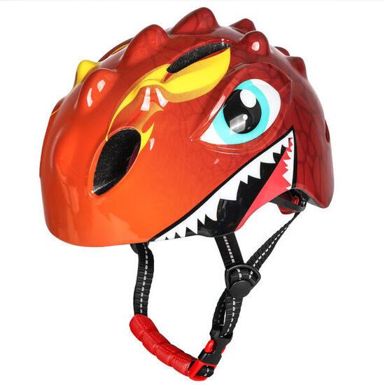 Kask rowerowy dla dzieci Junior Dino - XS 46-51 cm - pomarańczowy