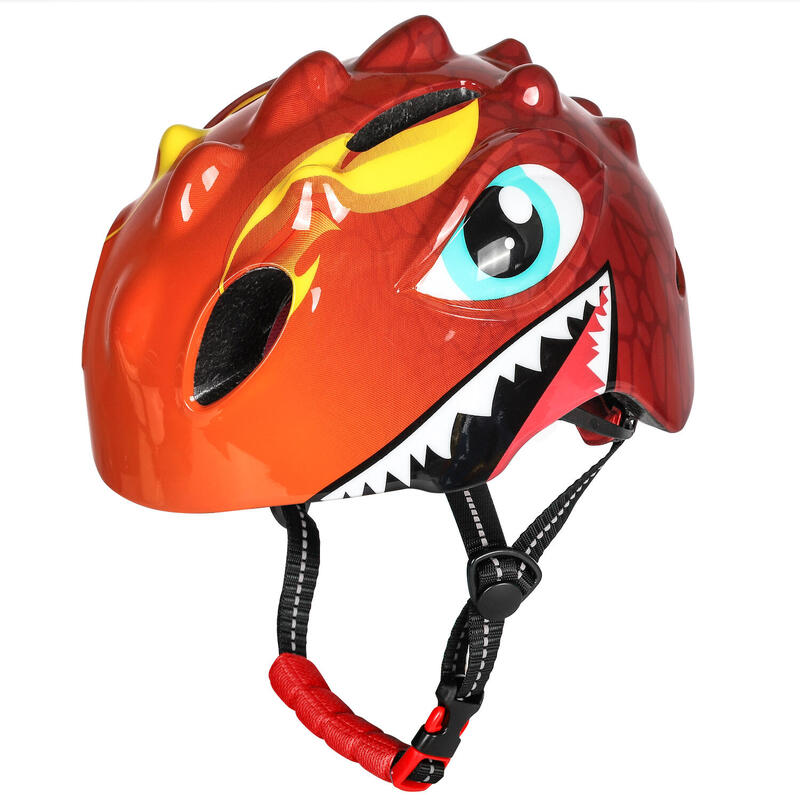Casque vélo enfants - Casque enfant Dino XS orange/rouge