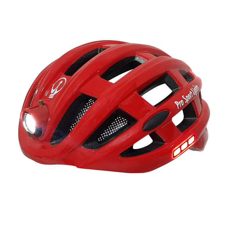 Casque de vélo avec lumière adultes - femmes/hommes- avec LED - rouge