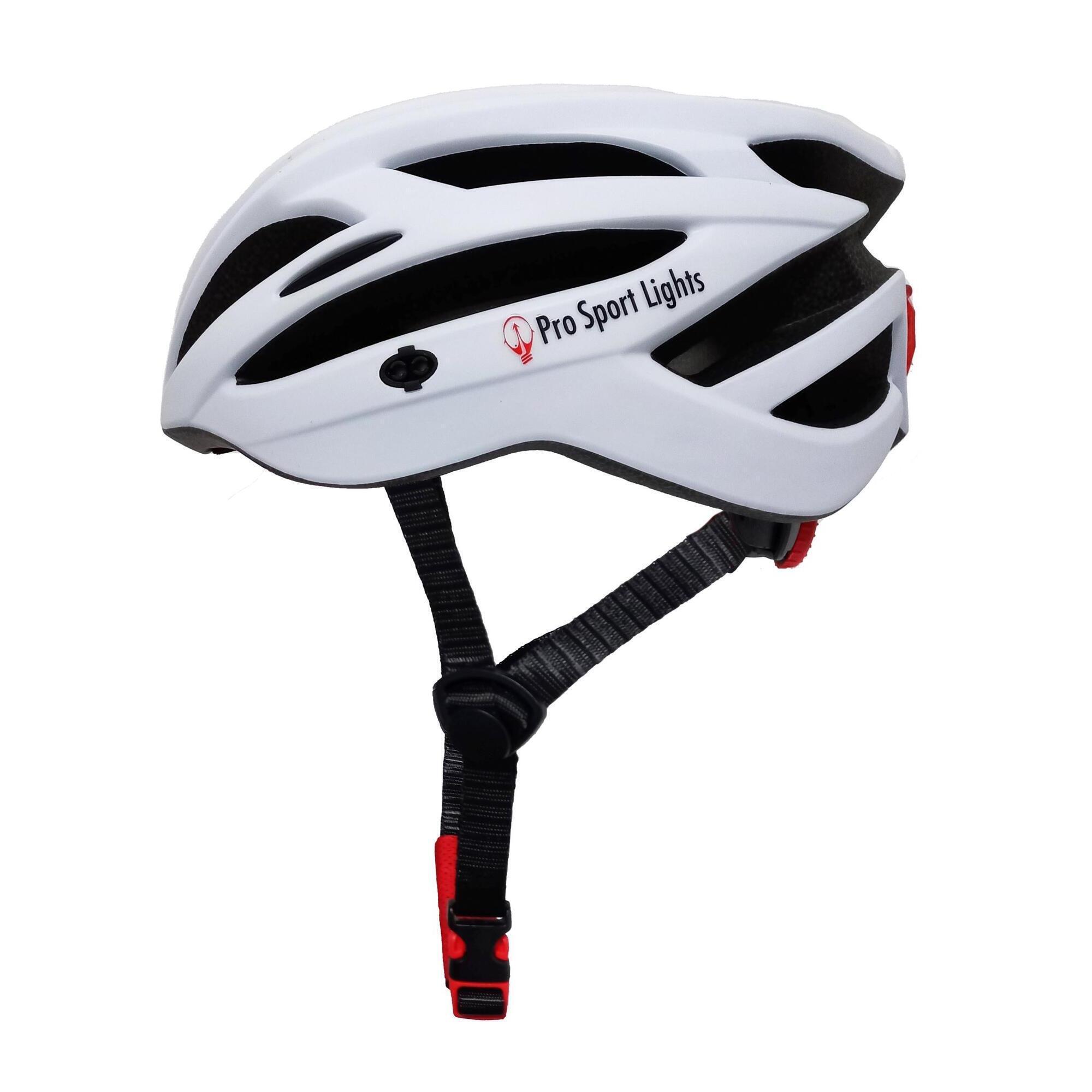 PRO SPORT LIGHTS Fietshelm Volwassenen met Achterlicht - 54/61cm - met Verlichting Mat wit
