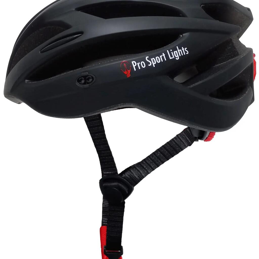 Adult Bike Helmet with Rear Light - Pro Sport Lights - Matte Black