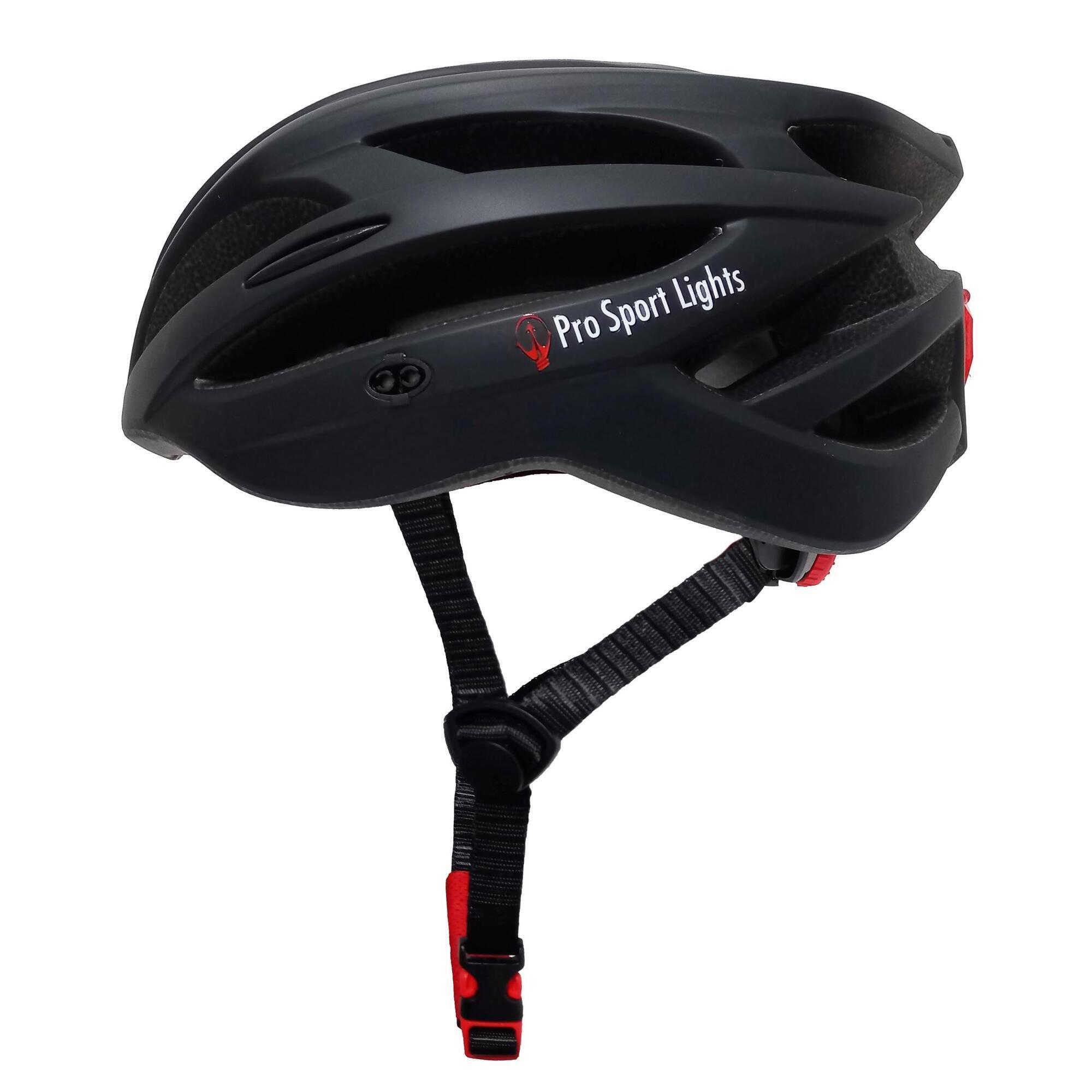 PRO SPORT LIGHTS Cyklo helma pro dospělé se zadním světlem – 54/61 cm, matná černá