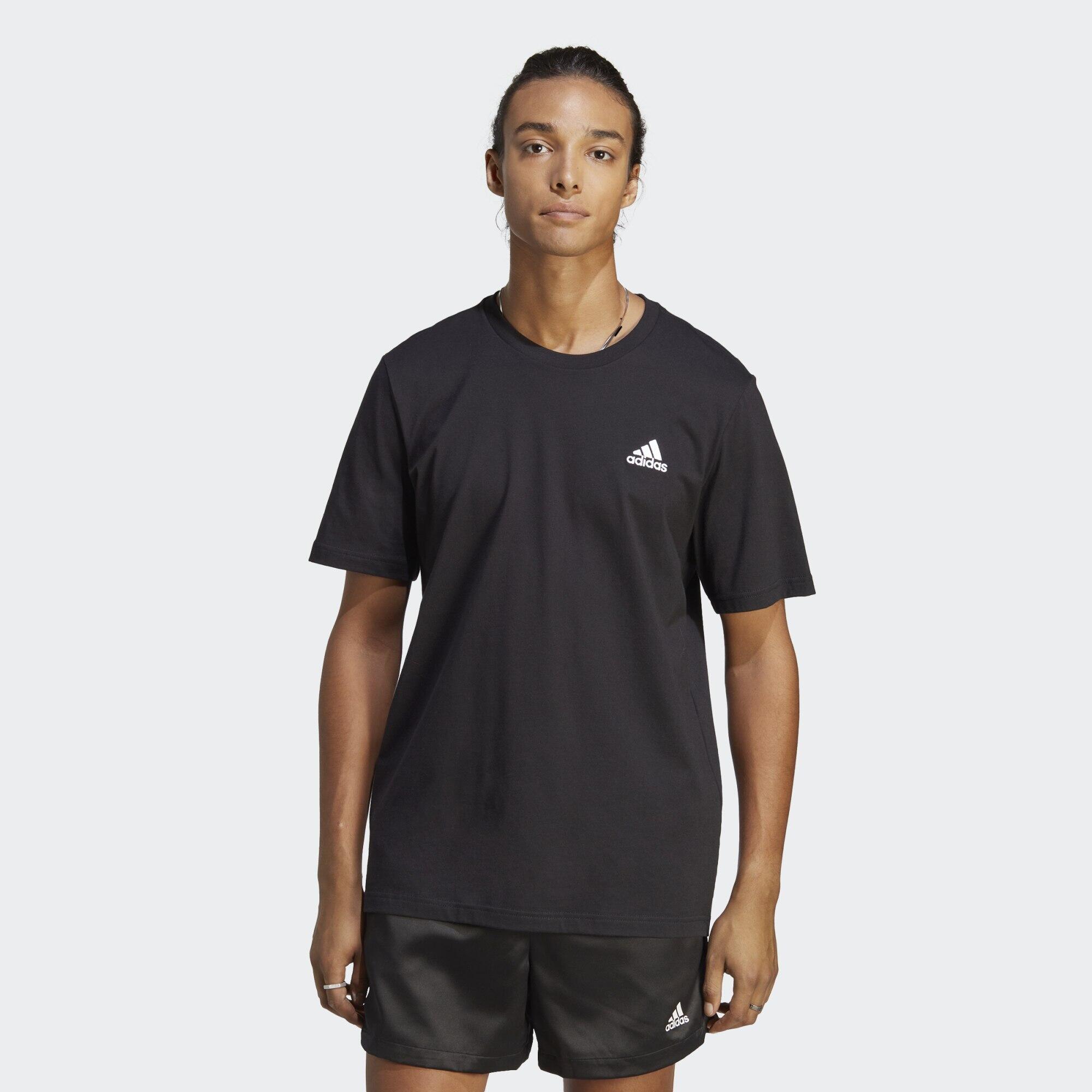 Adidas - T-shirt Jersey Petit Logo Brodé Essentials - T-shirt Manches Courtes - Gris|noir - 56 3xl - Decathlon
