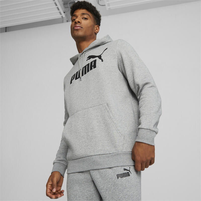 Essentials hoodie met groot logo voor heren PUMA Medium Gray Heather