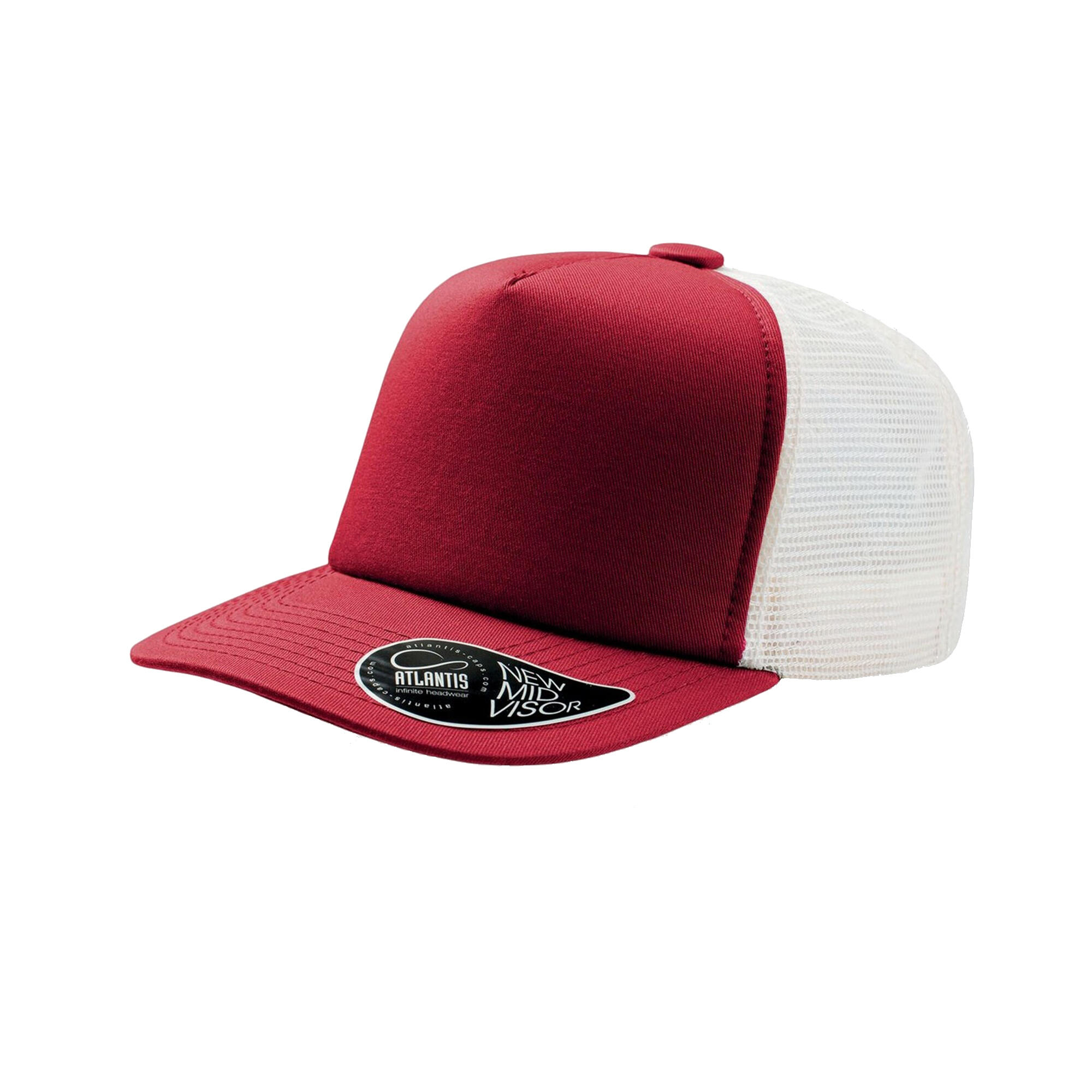 ATLANTIS Record Mid Visor 5 Panel Trucker Cap (Red)