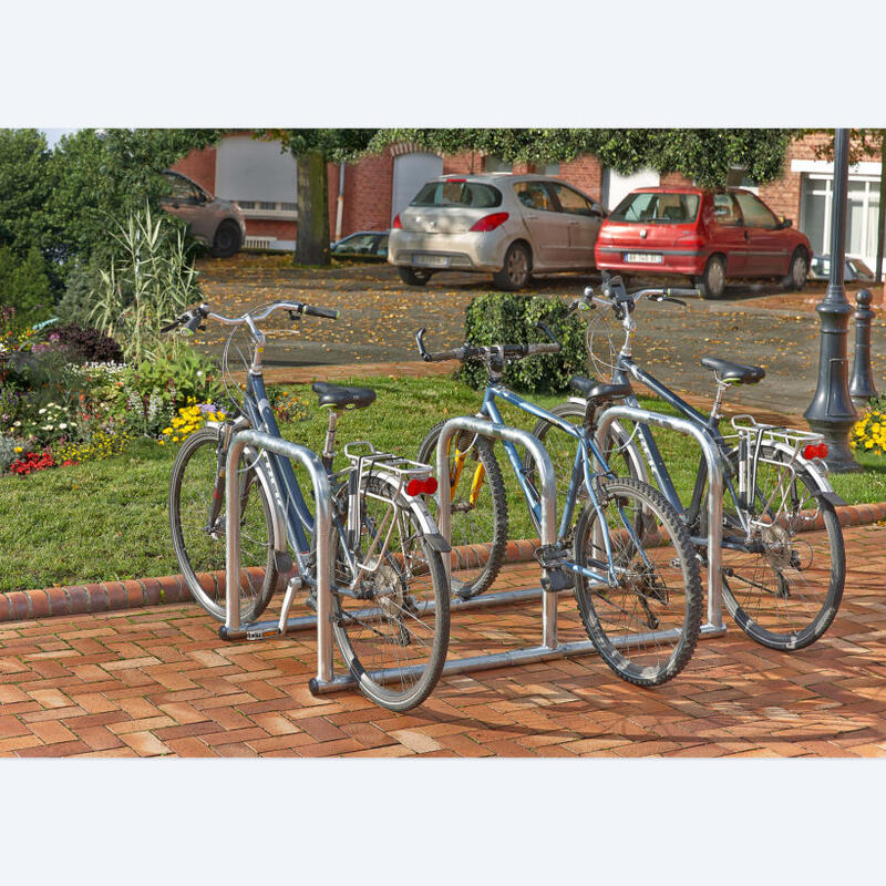 Mottez support vélos en ligne 3 arceaux pour ranger 6 vélos