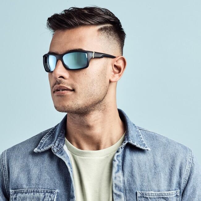 Lunettes de soleil homme Bleu foncé/jaune 4/4