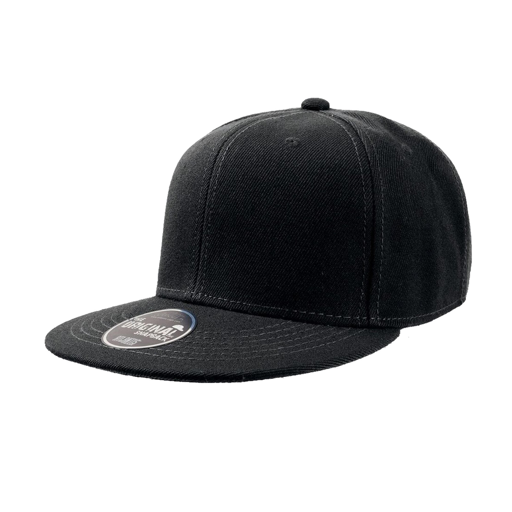 Children/Kids Flat Visor 6 Panel Snap Back Cap (Black) 1/4