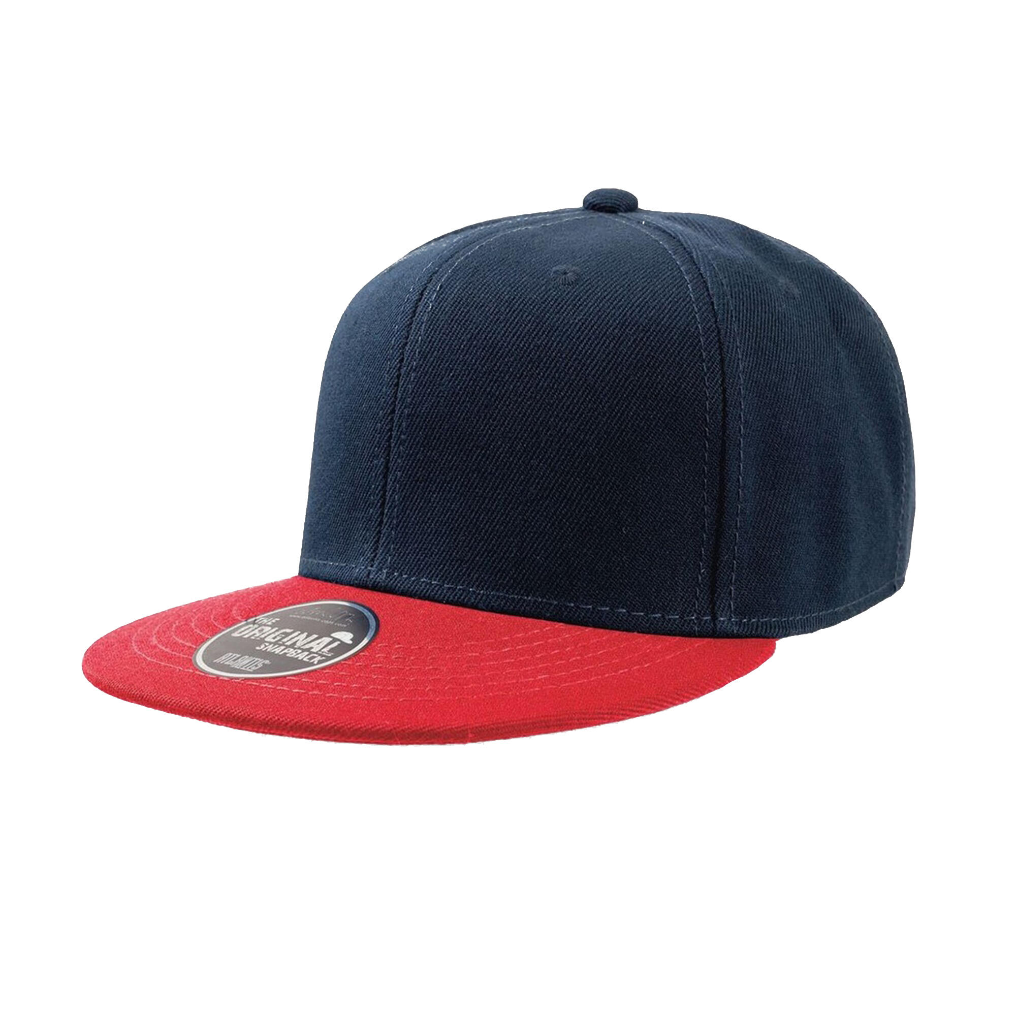 Snap Back Flat Visor 6 Panel Cap (Pack of 2) (Navy/Red) 1/4