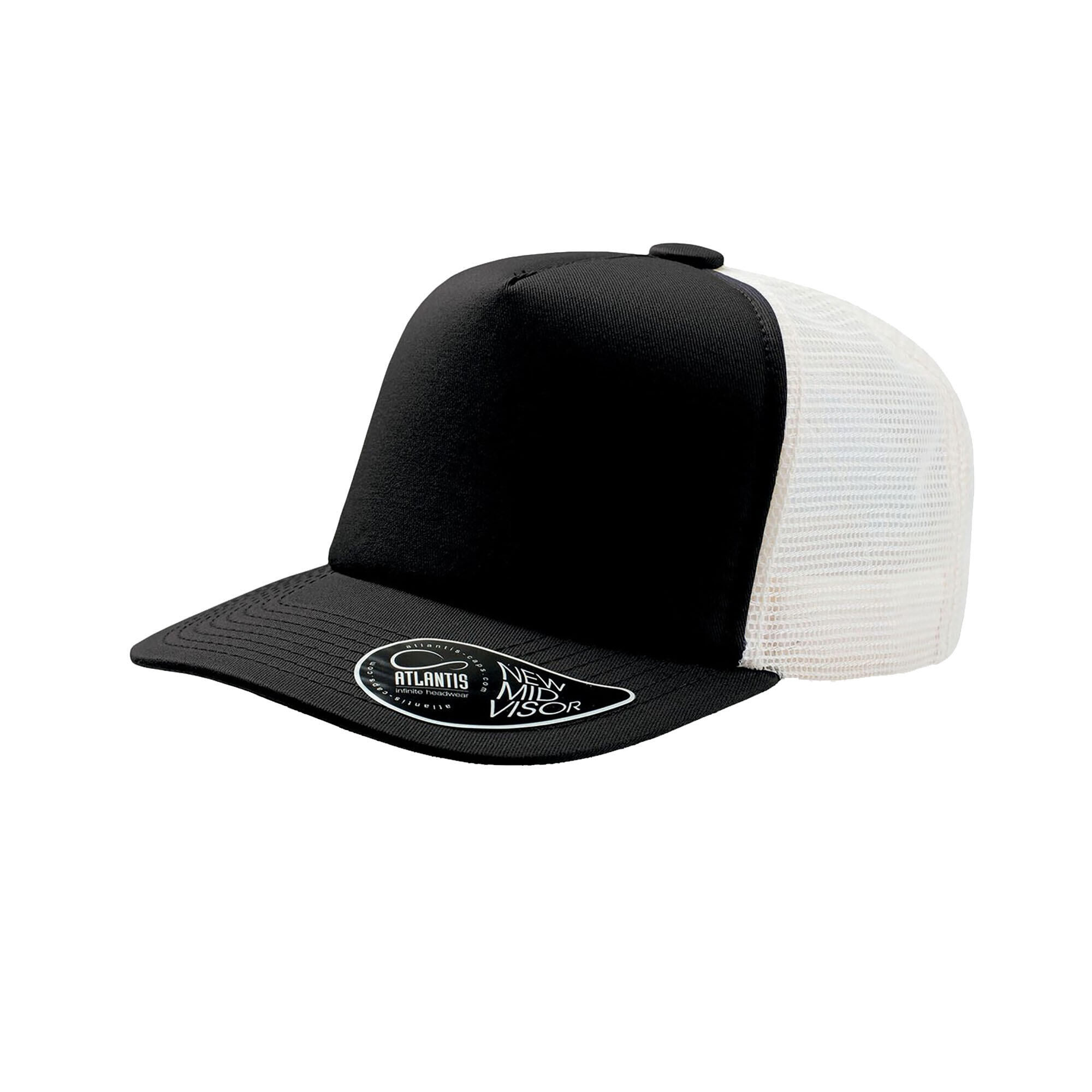 ATLANTIS Record Mid Visor 5 Panel Trucker Cap (Black)