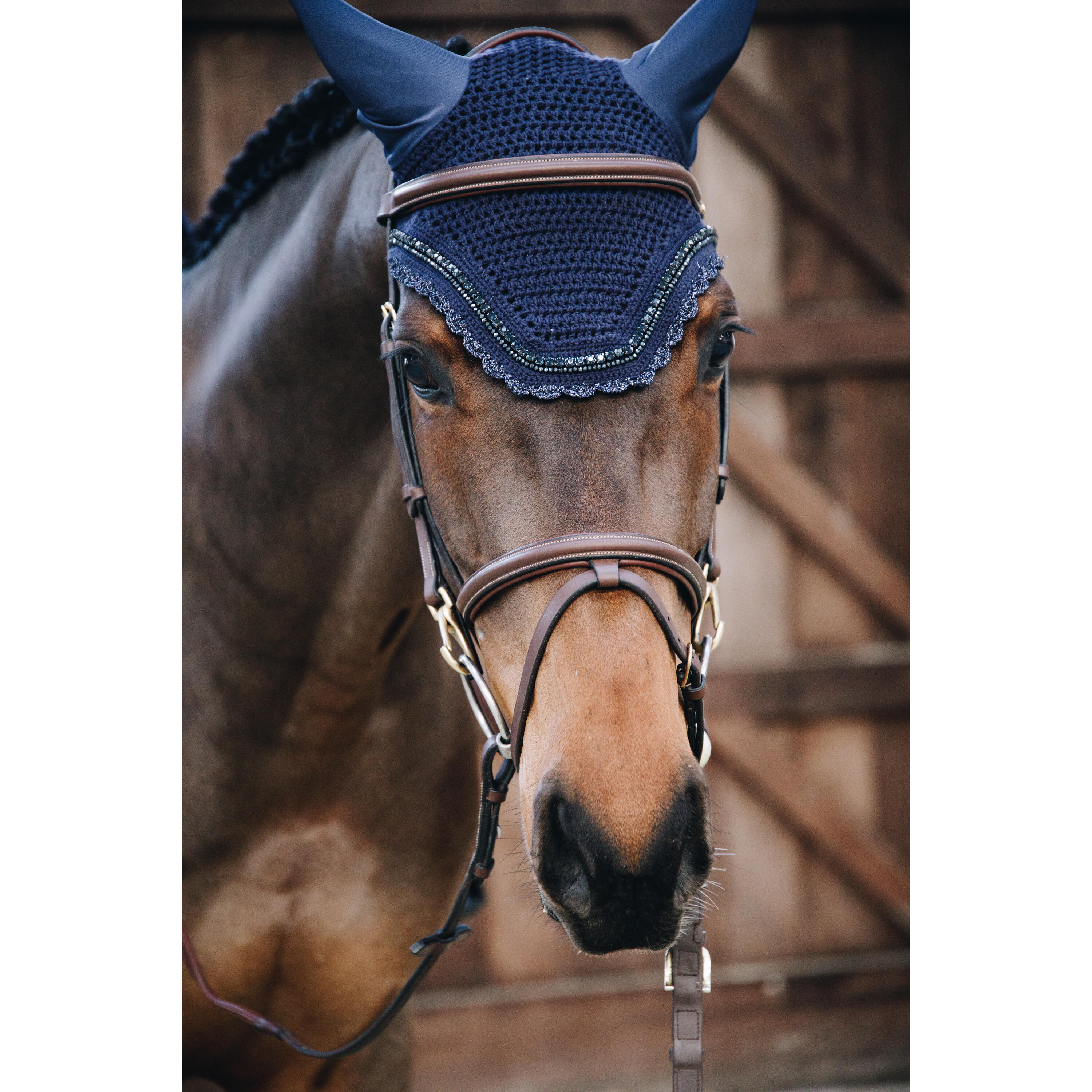 Oornetje Wellington stone & pearl donker navy 2/4