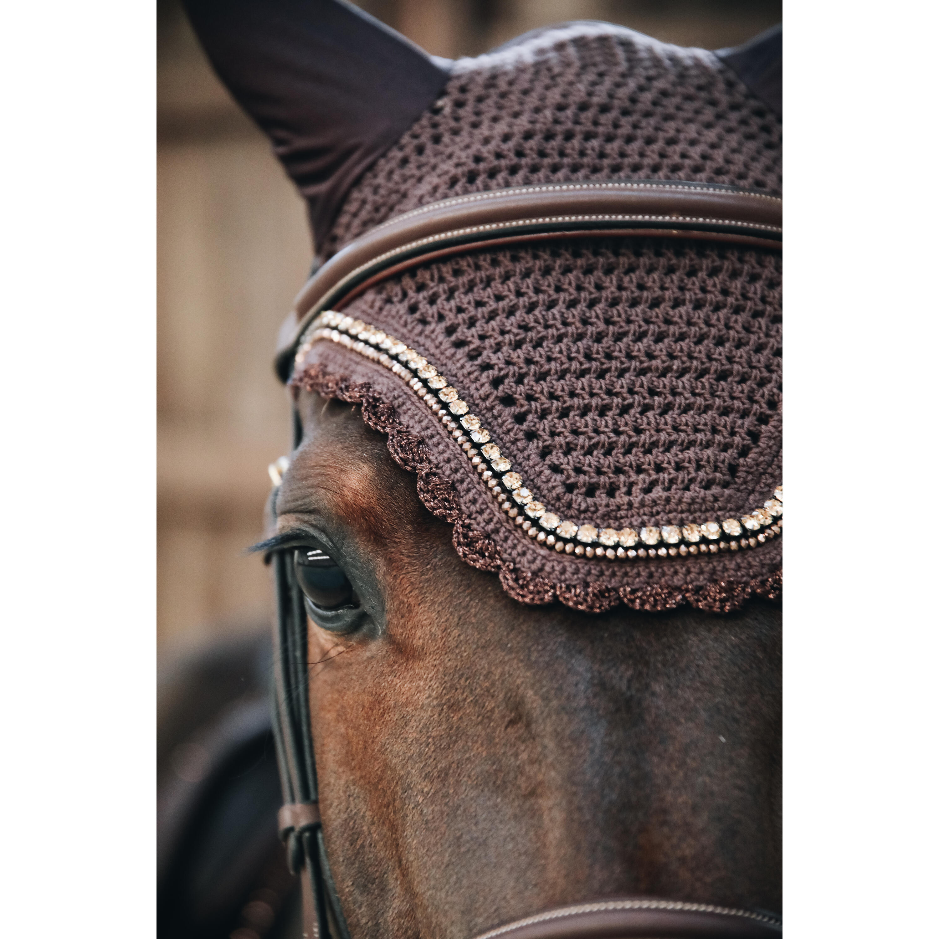 Bonnet anti-mouche Wellington stone & pearl brun foncé 2/4