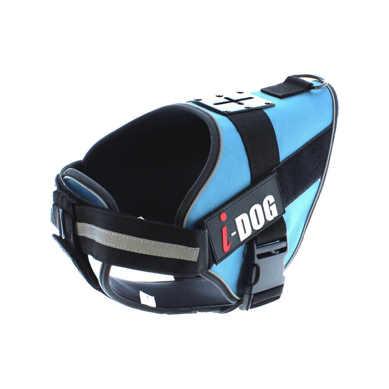 Harnais canicross I-DOG bleu/gris L