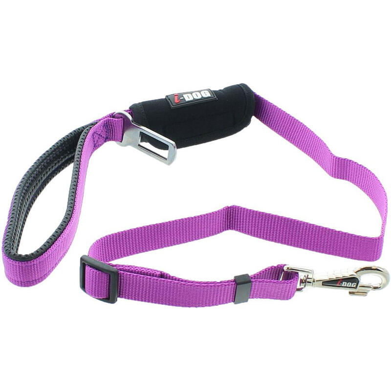 Laisse Confort Boucle Sécurité Auto I-DOG - Violet 70 à 100cm