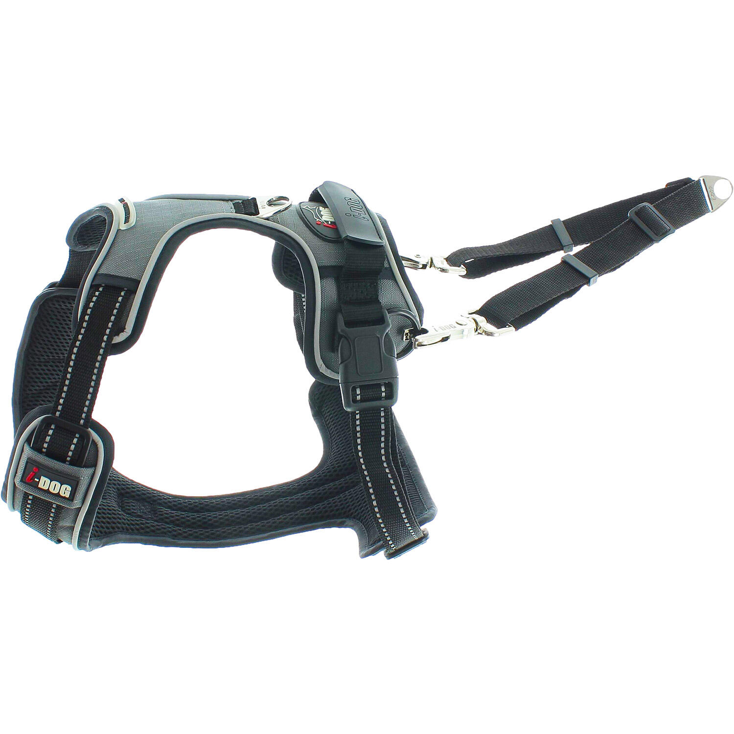 Accouple STYLE réglable 2 chiens + système traction - coloris noir 3/4