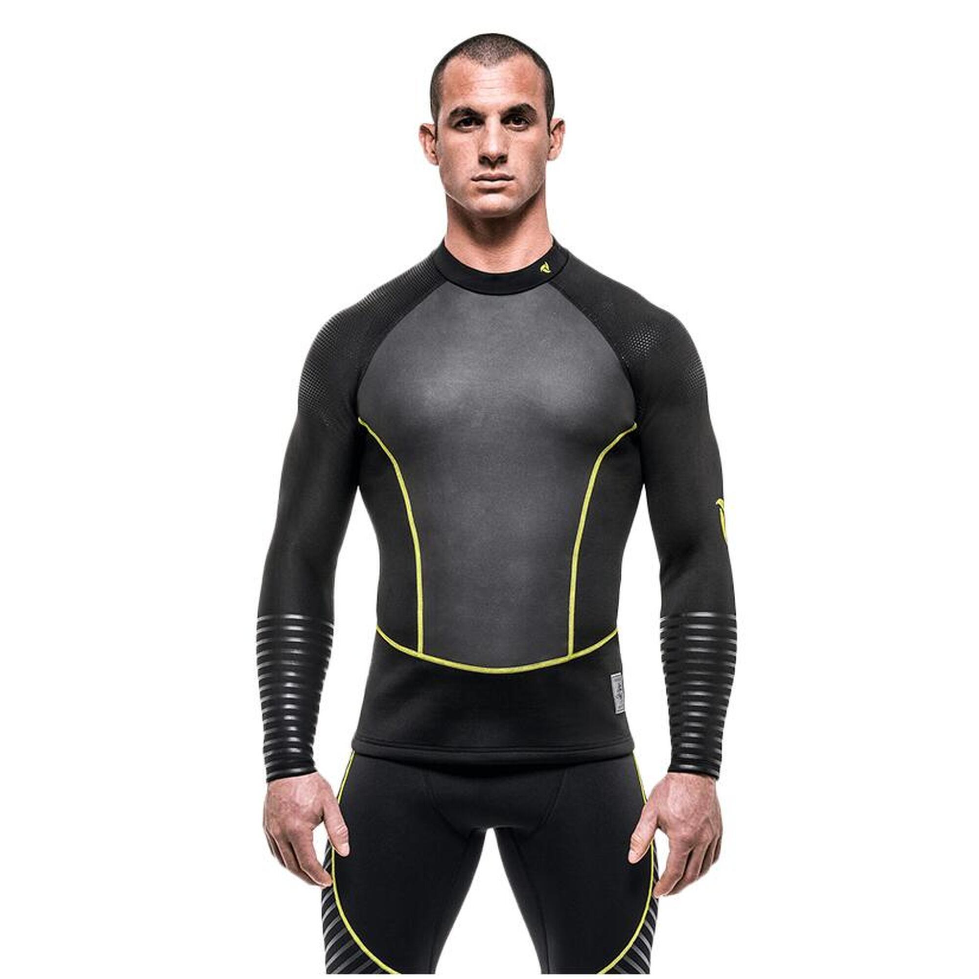 Top con Neoprene 2mm Rinforzato Canoa, Kayak e SUP Adulto - Nero/Giallo