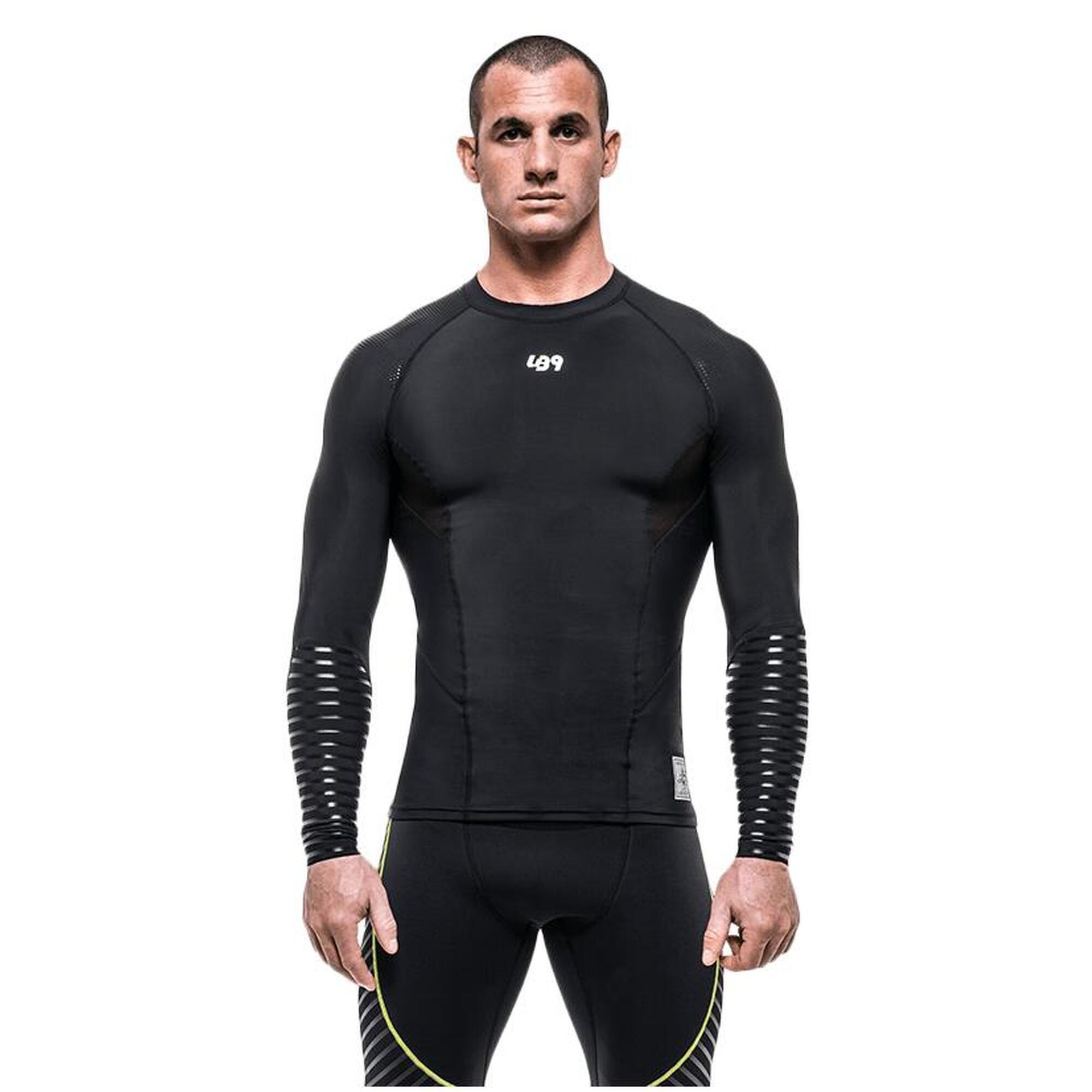 Camiseta Rashguard de compresión anti-UV para piragüismo, kayak y SUP - Negro