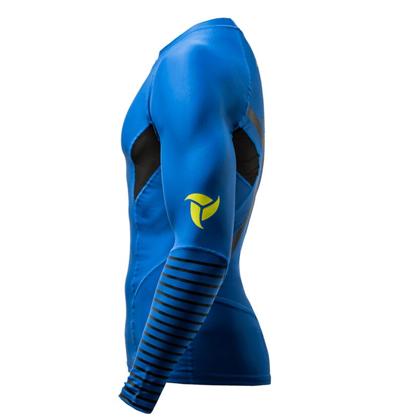 Maglia Anti UV Rashguard a Compressione Canoa, Kayak e SUP - Blu/Nera 2/3