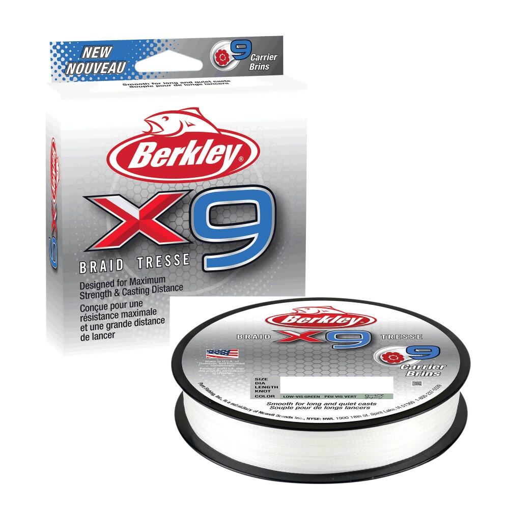 Berkley X9 9 Strand 300m Fishing Braid - Low Vis Green - 69lb 2/3