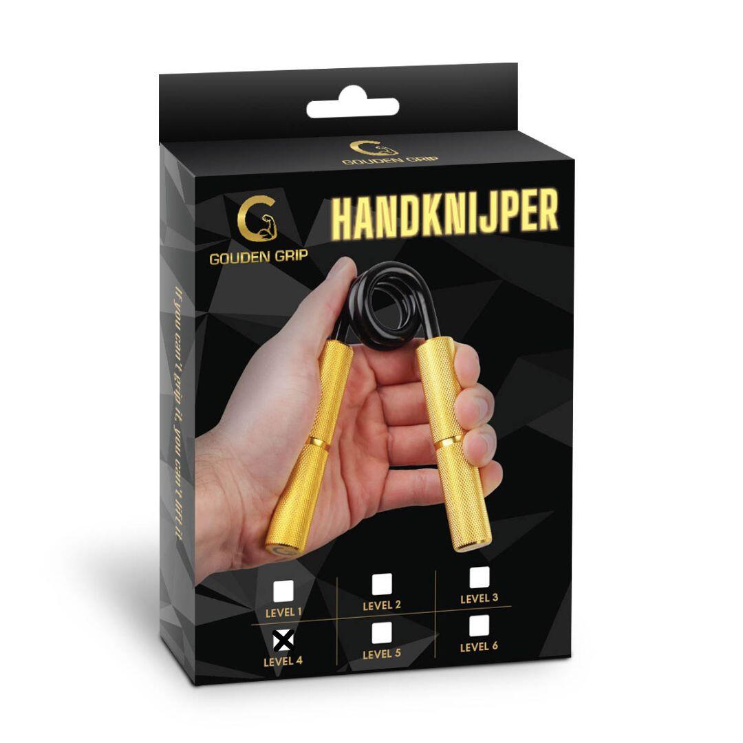 Gouden Grip Handknijper level 4 (90kg) - Handtrainer - Knijphalter 5/6