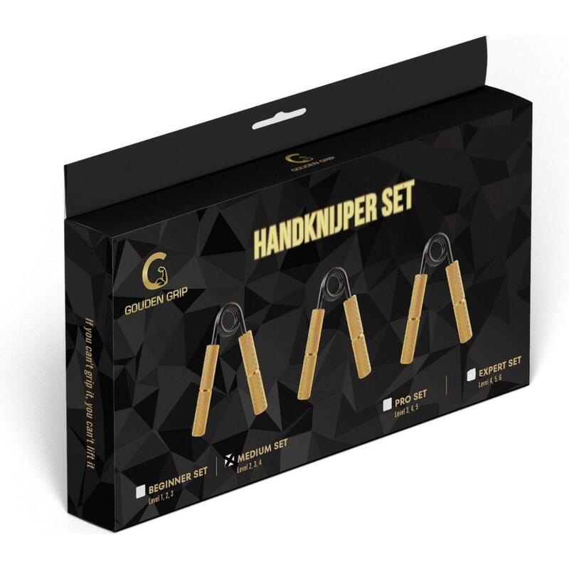 Gouden Grip Handknijpers Medium set Level 2-4 - Knijphalter - Handtrainer