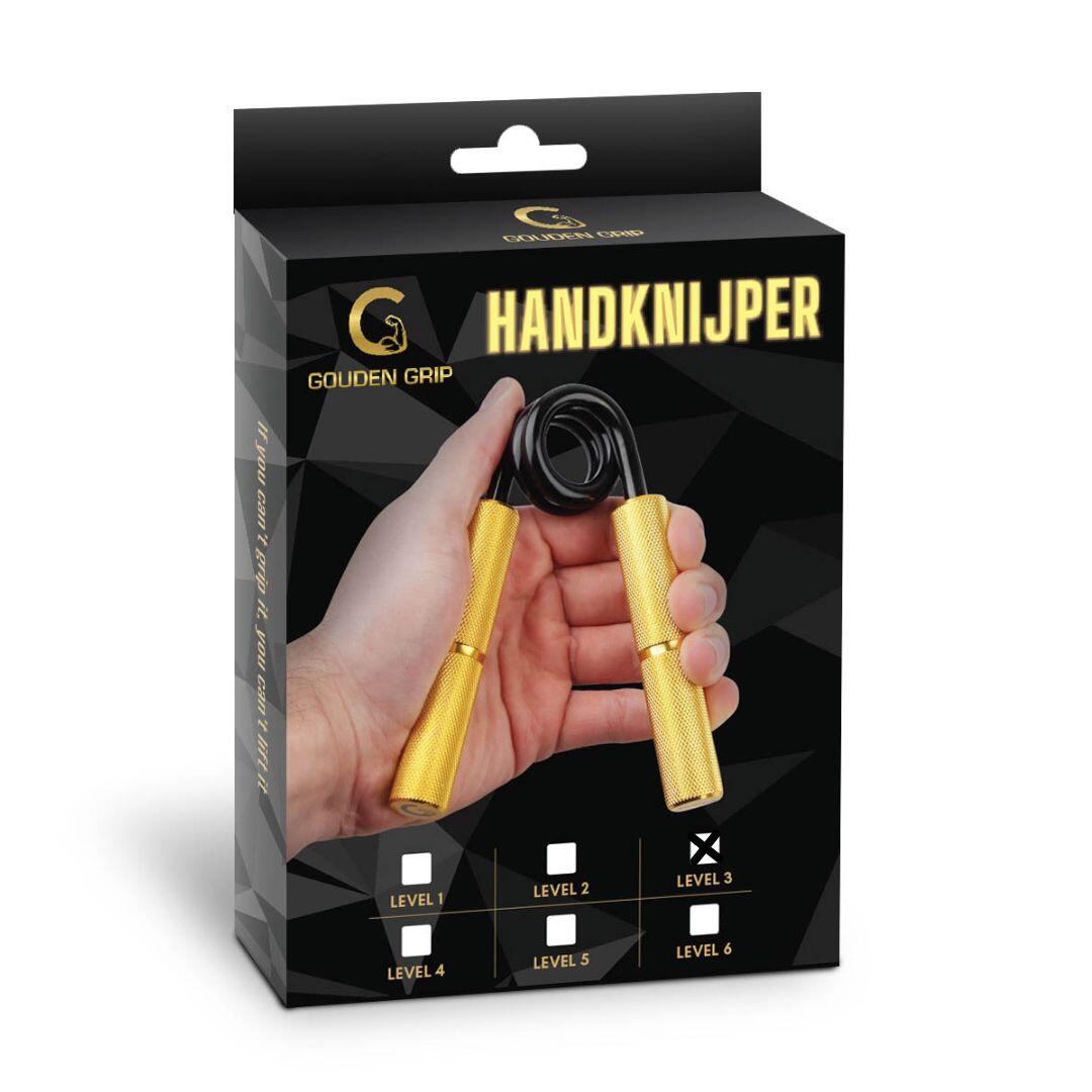 Gouden Grip Handknijper level 3 (68kg) - Knijphalter - Handtrainer 5/6