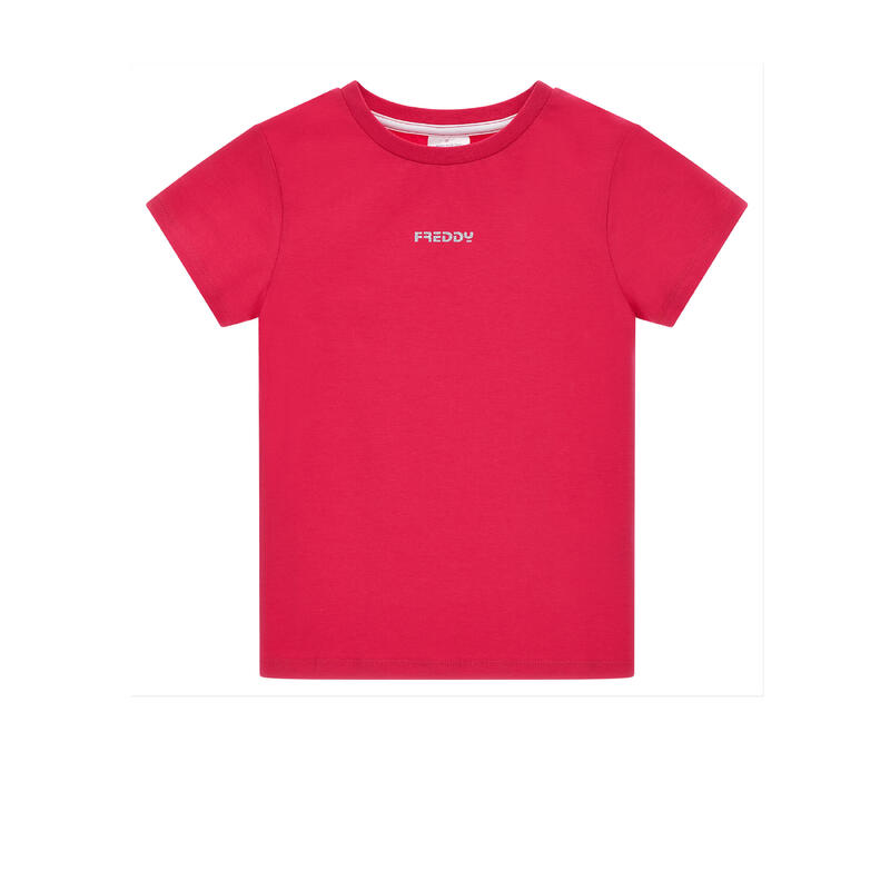 T-shirt in jersey con piccoli loghi glitter