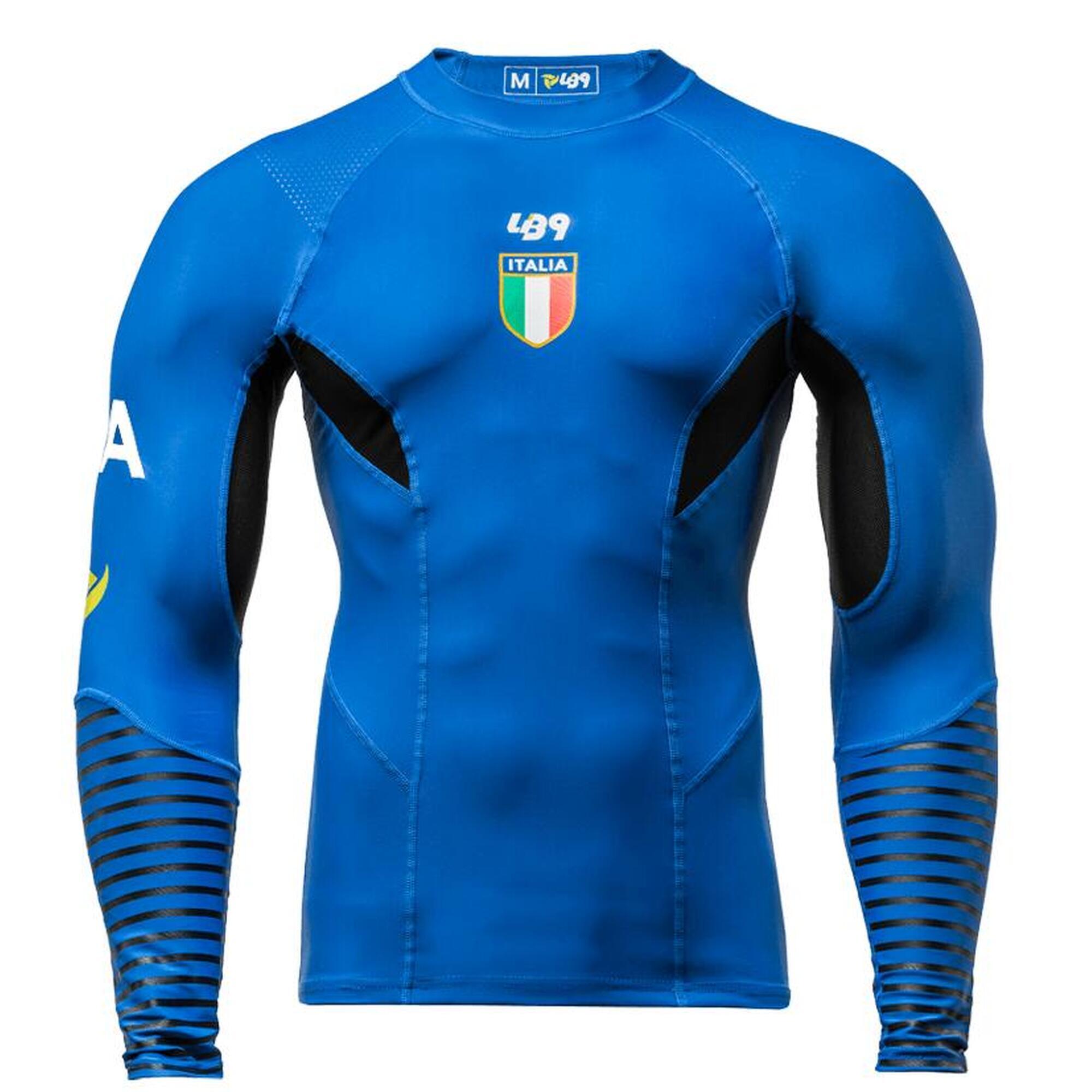 Maglia Anti UV Rashguard a Compressione Canoa, Kayak e SUP - Blu ITA