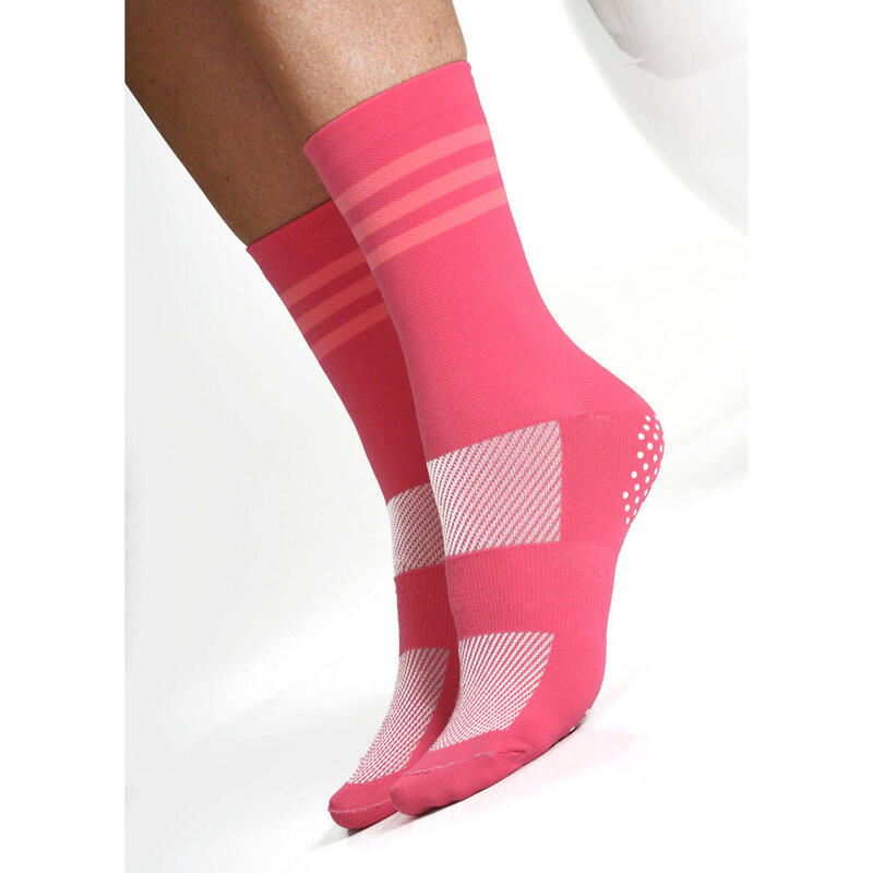 Fietssokken Roze ademend met compressieband en anti slip 8andCounting