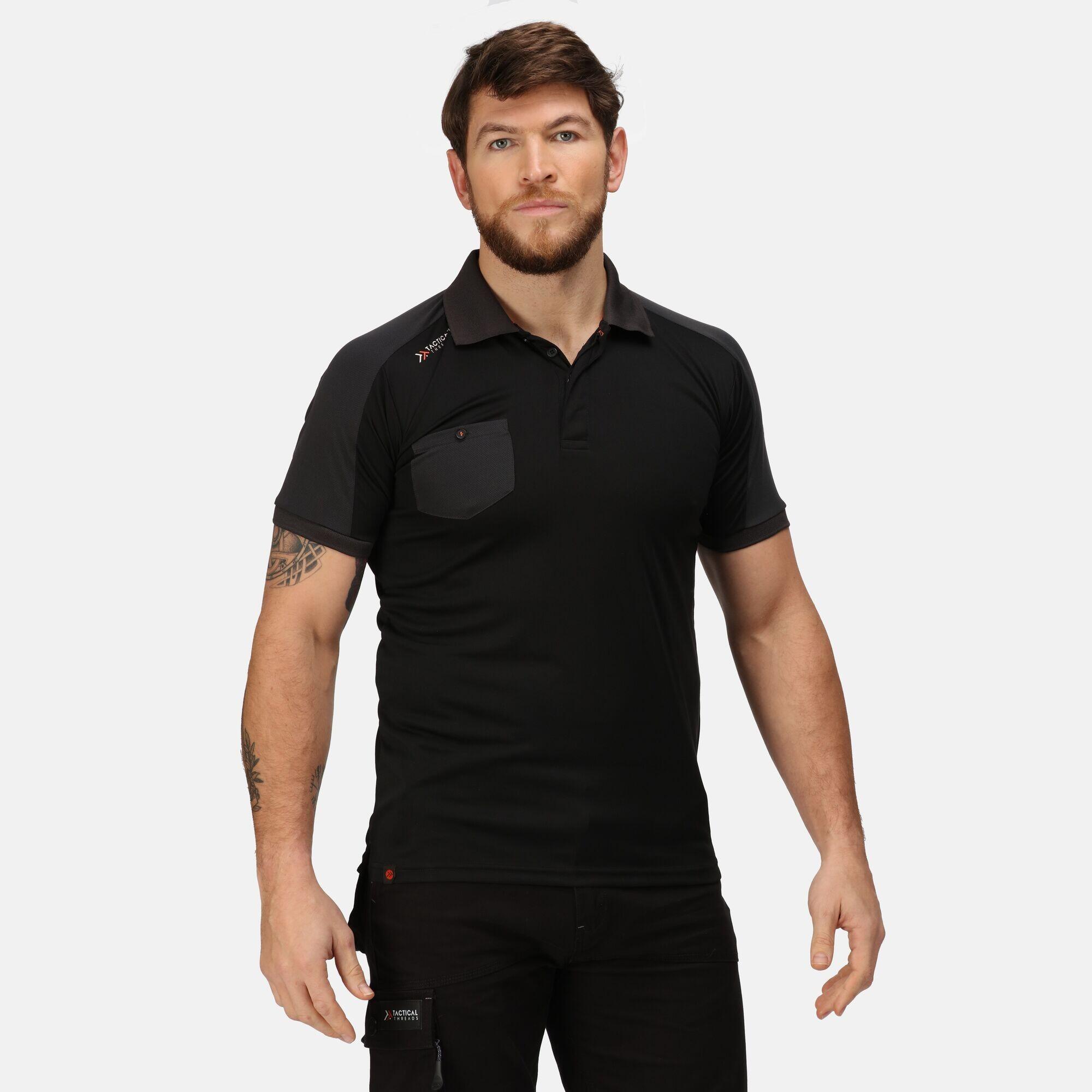 Mens Offensive Wicking Polo Shirt (Black) 3/5