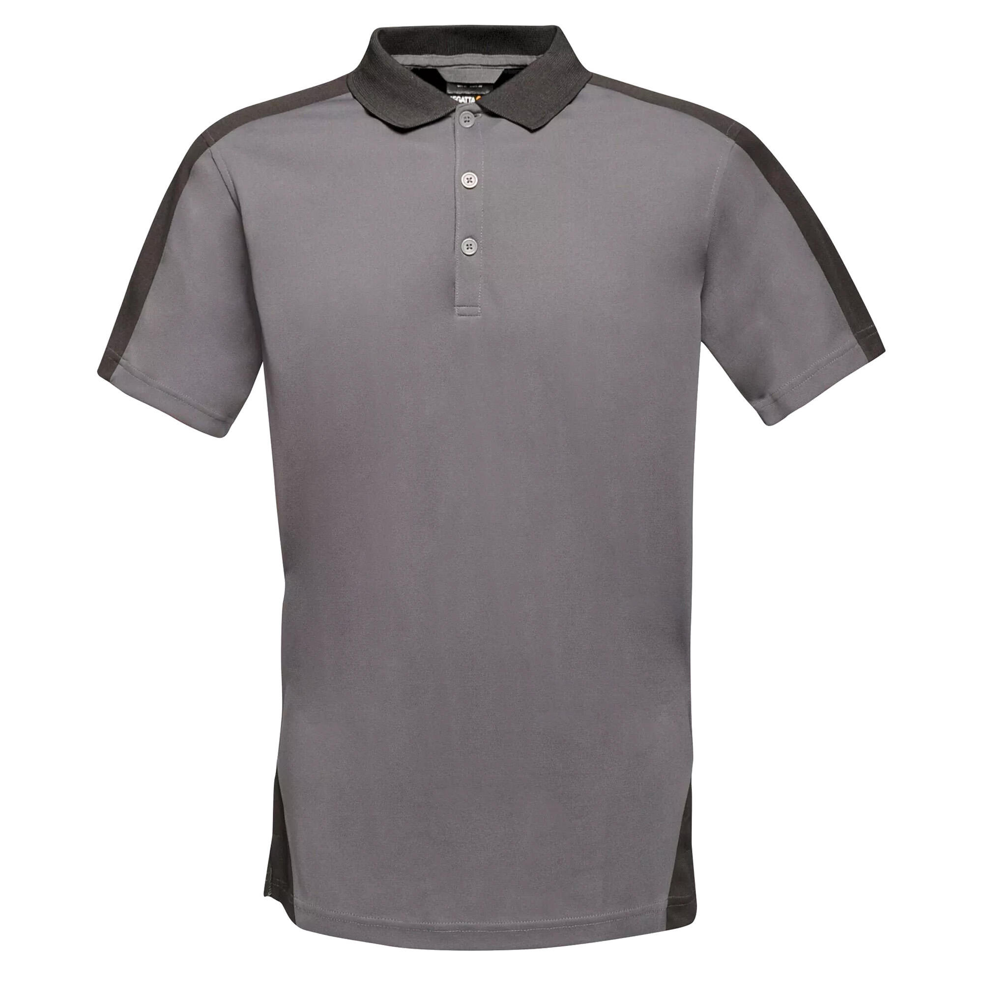 Contrast Coolweave Pique Polo Shirt (Seal Grey/Black) 1/4