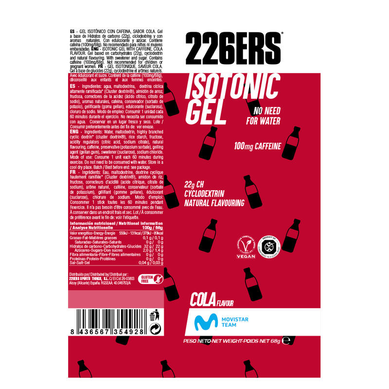 Gel Energético ISOTONIC GEL 68GR Sabor Cola 226ERS