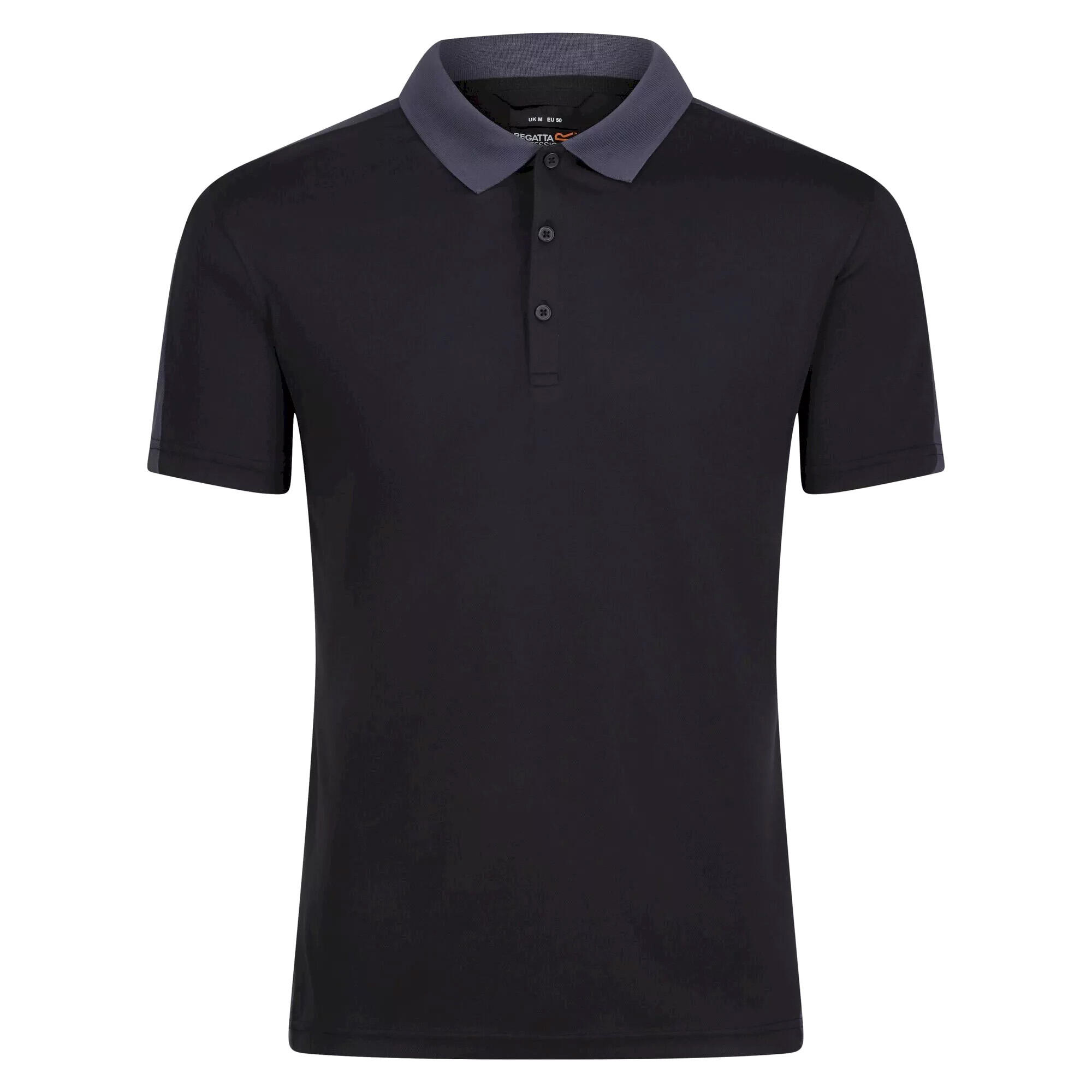 REGATTA Contrast Coolweave Pique Polo Shirt (Black/Seal Grey)