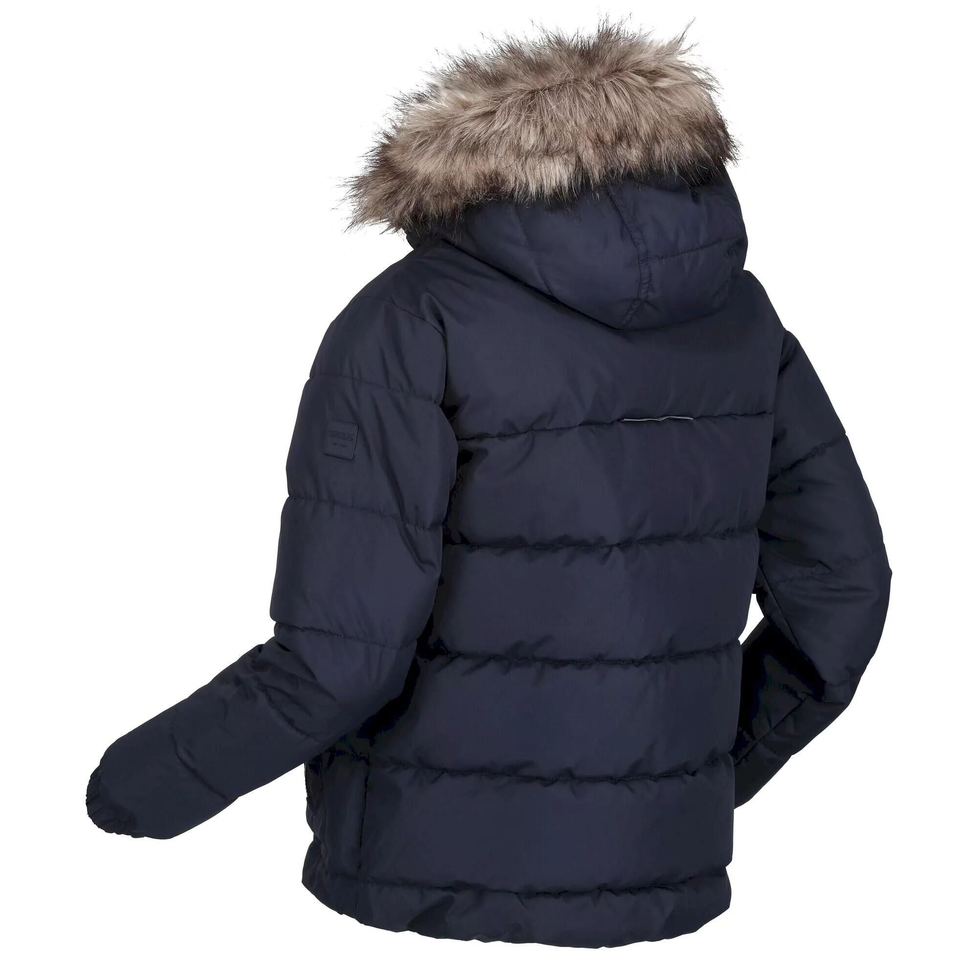 Childrens/Kids Faux Fur Trim Parka (Navy) 4/5