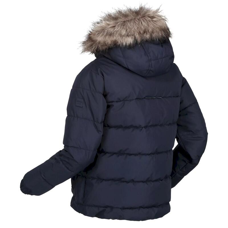 Parka Ribete de Piel Sintética para Niños/Niñas Marino