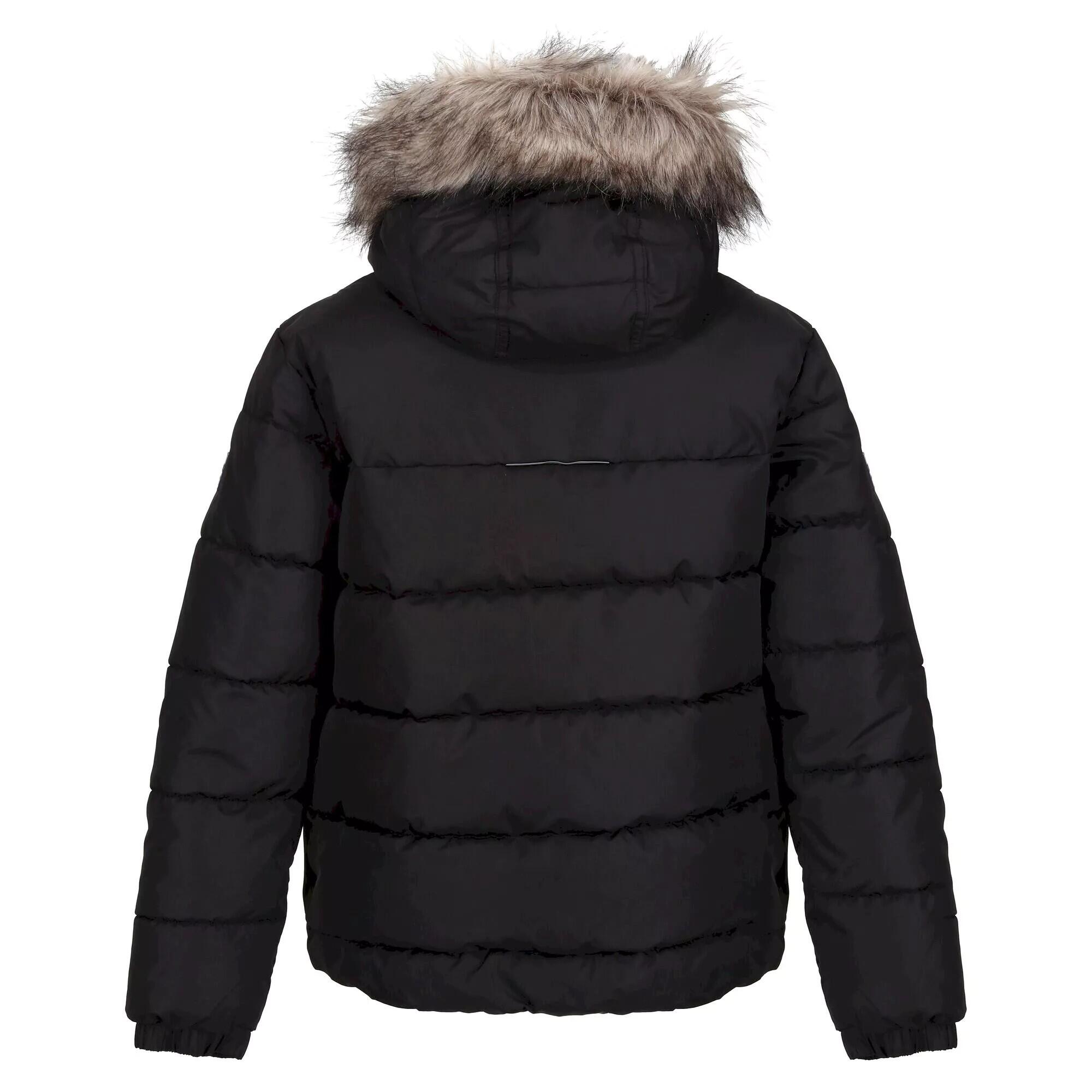 Childrens/Kids Faux Fur Trim Parka (Black) 2/5