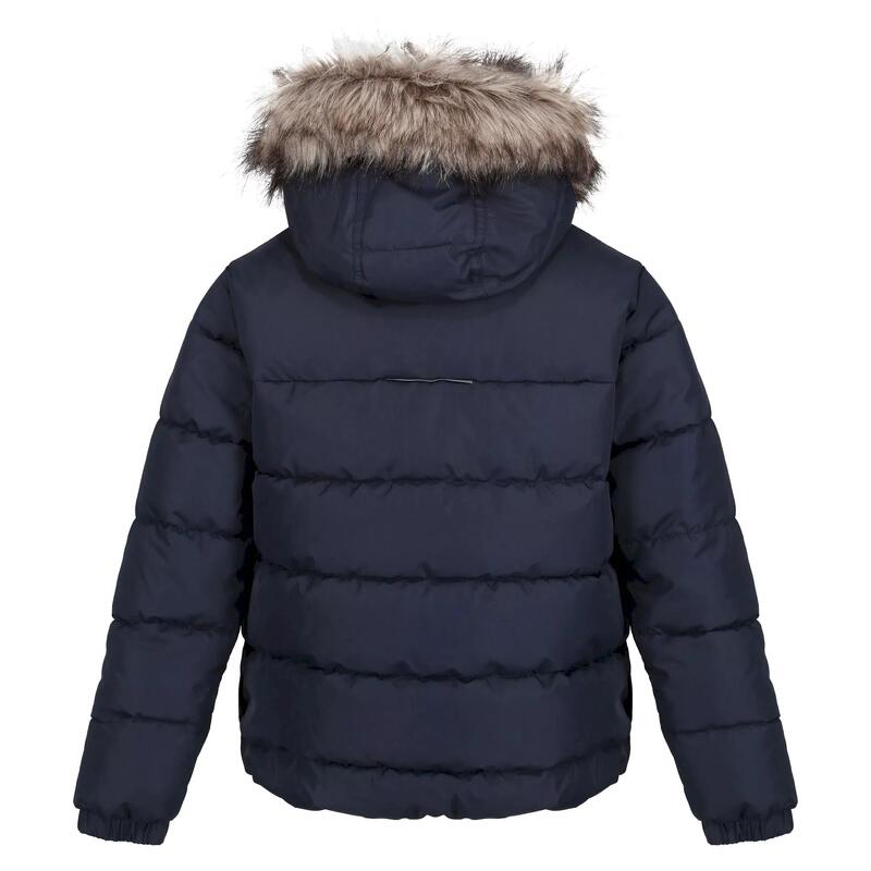 Parka Ribete de Piel Sintética para Niños/Niñas Marino