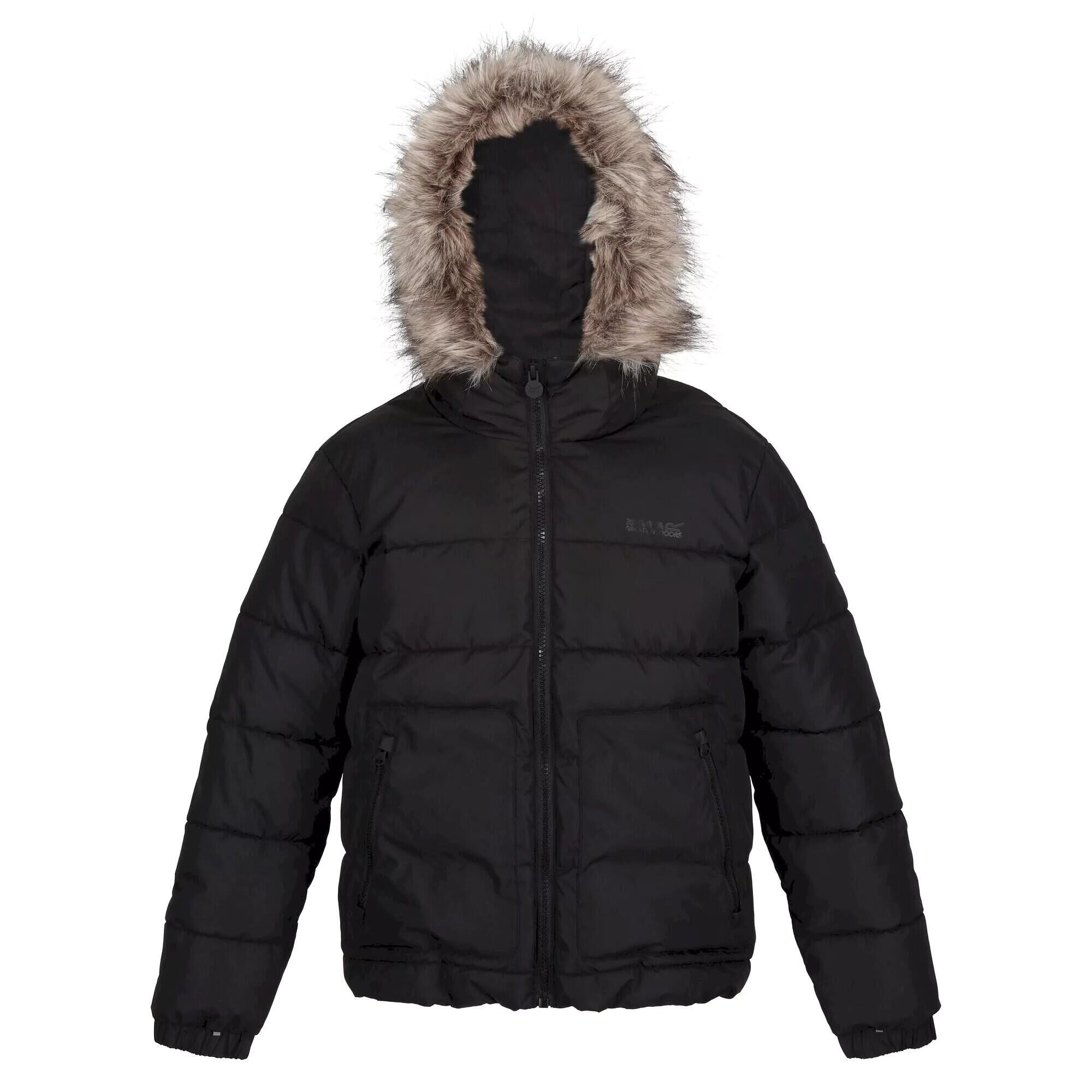 REGATTA Childrens/Kids Faux Fur Trim Parka (Black)