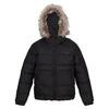 Parka Ribete de Piel Sintética para Niños/Niñas Negro