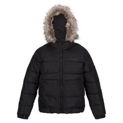 Parka met imitatiebont voor kinderen (Zwart)