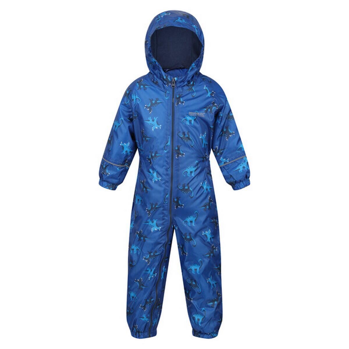 REGATTA Childrens/Kids Splat II Dinosaur Waterproof Puddle Suit (Nautical Blue)