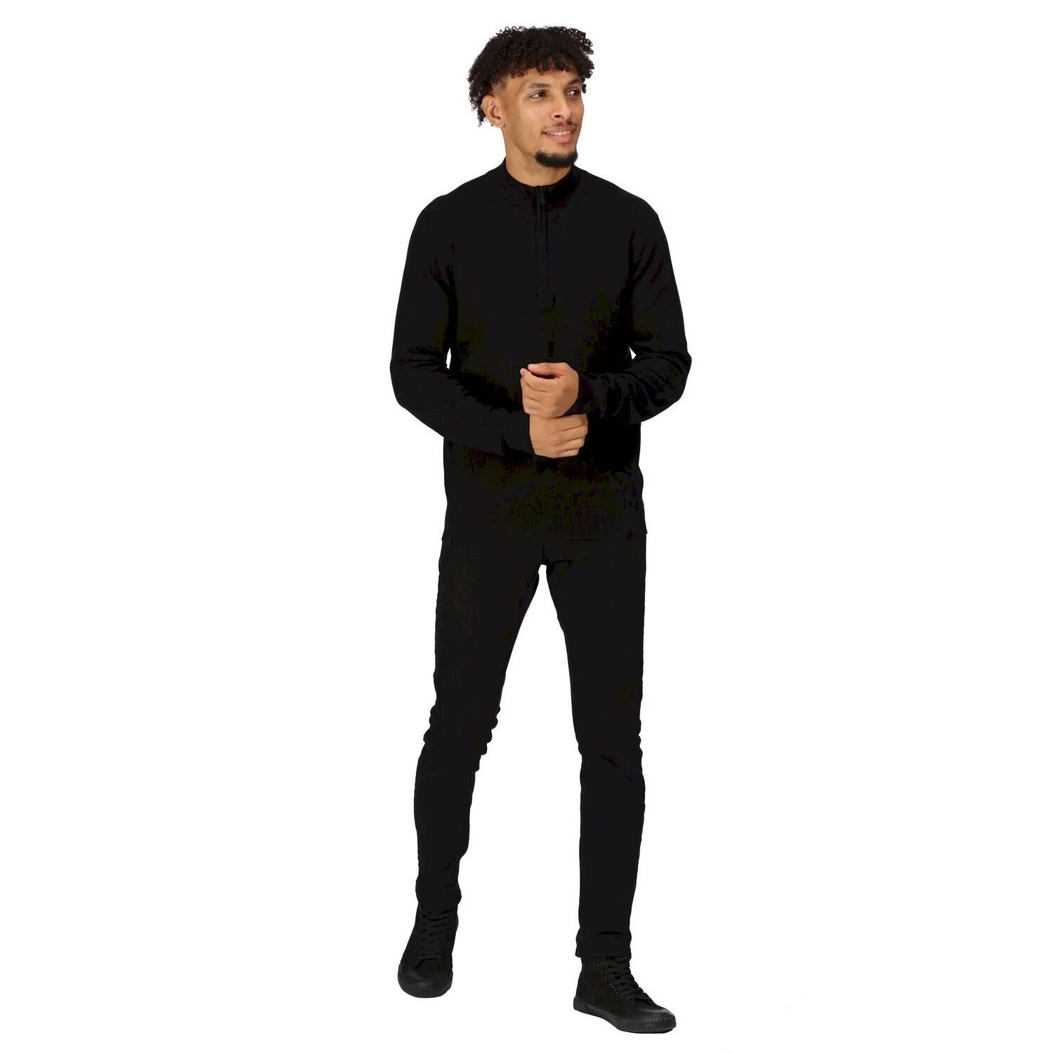 Mens Keaton Knitted Jumper (Black) 3/4