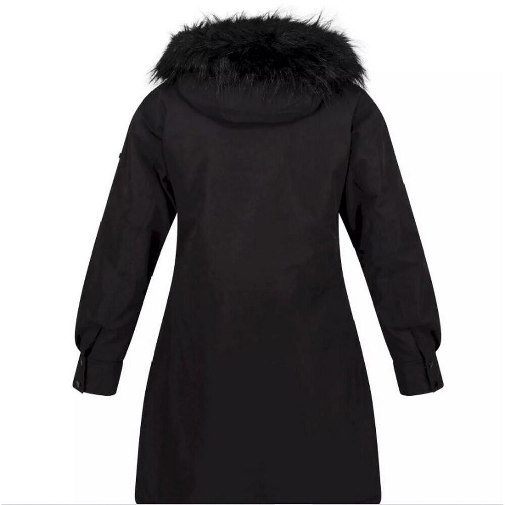 Womens/Ladies Shiloh Faux Fur Trim Parka (Black) 2/5