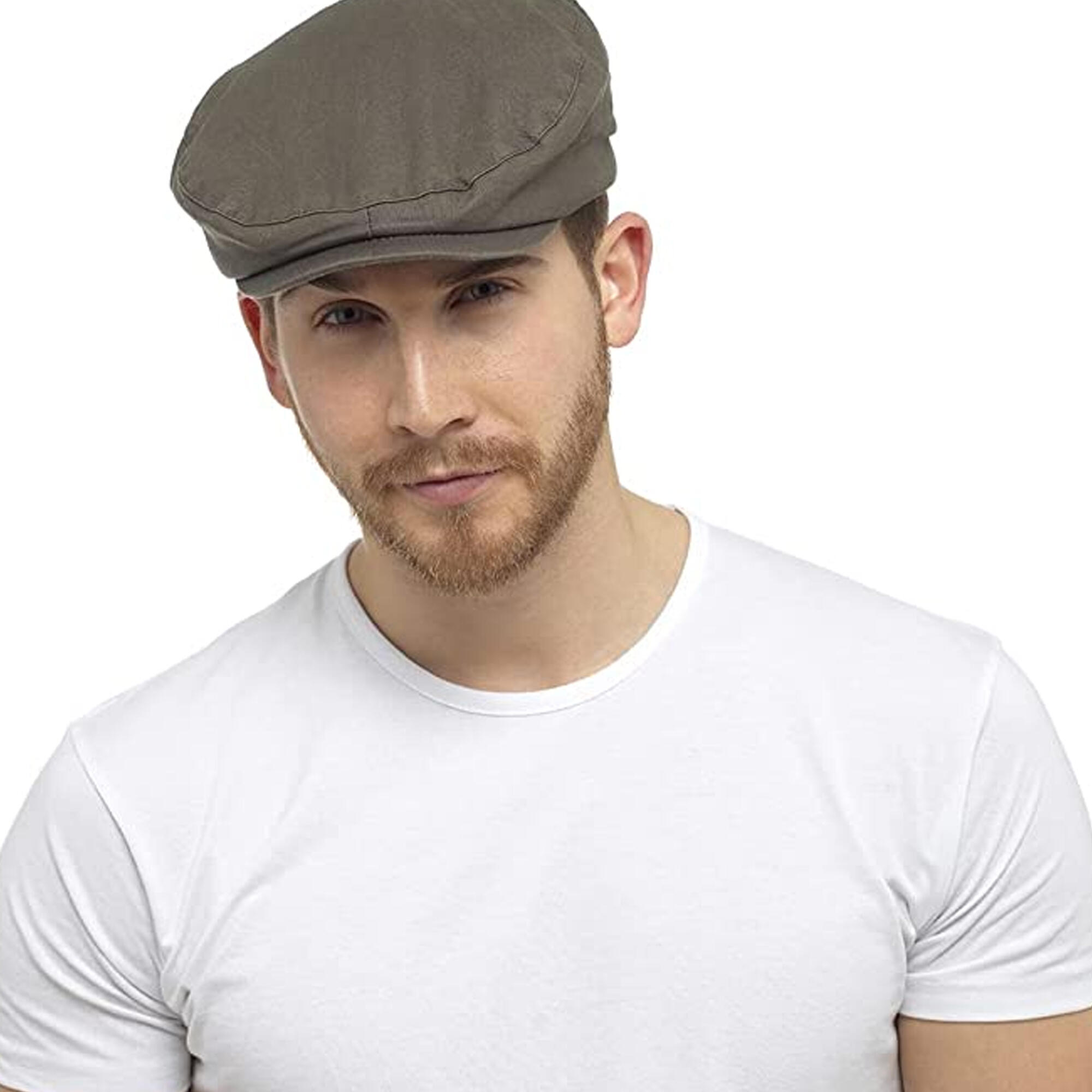 Mens Sadaka Flat Cap (Dark Khaki) 3/4