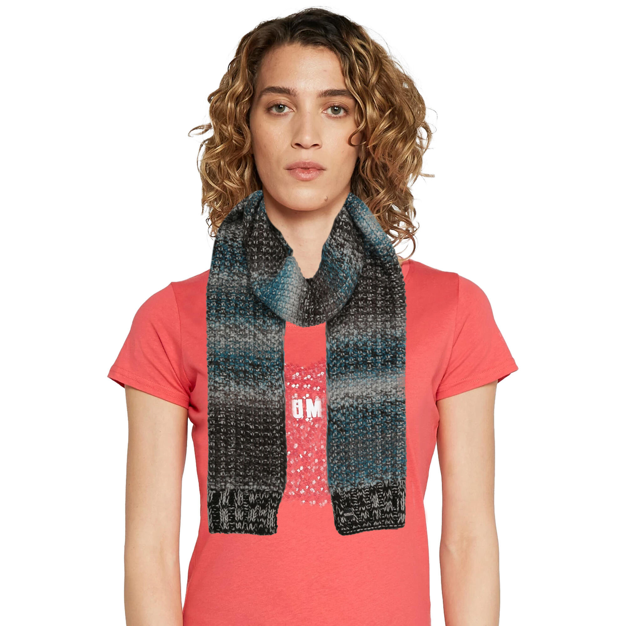 Womens/Ladies Frosty Knitted Scarf (Teal/Black) 3/4