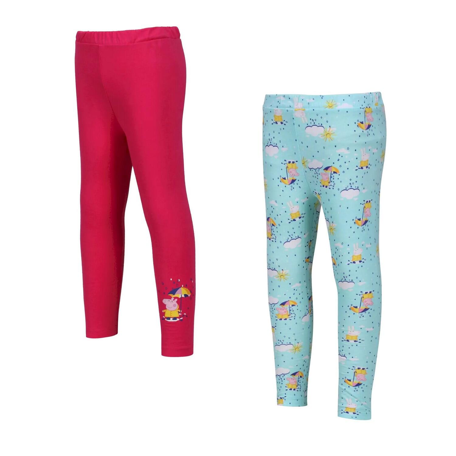 REGATTA Kinder/Kinder Raindrop Peppa Pig Legging (Pack Of 2) (Aruba Blauw/Roze Fusie)